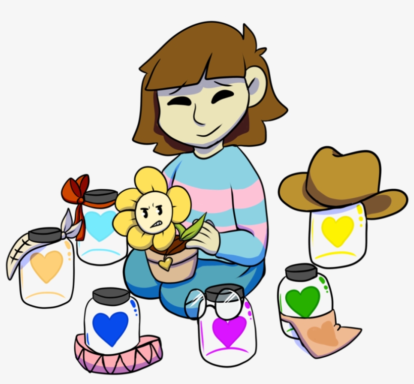 Frisk With The Other 6 Human Souls Flowey Undertale - Undertale Faded Ribbon, transparent png #5658768