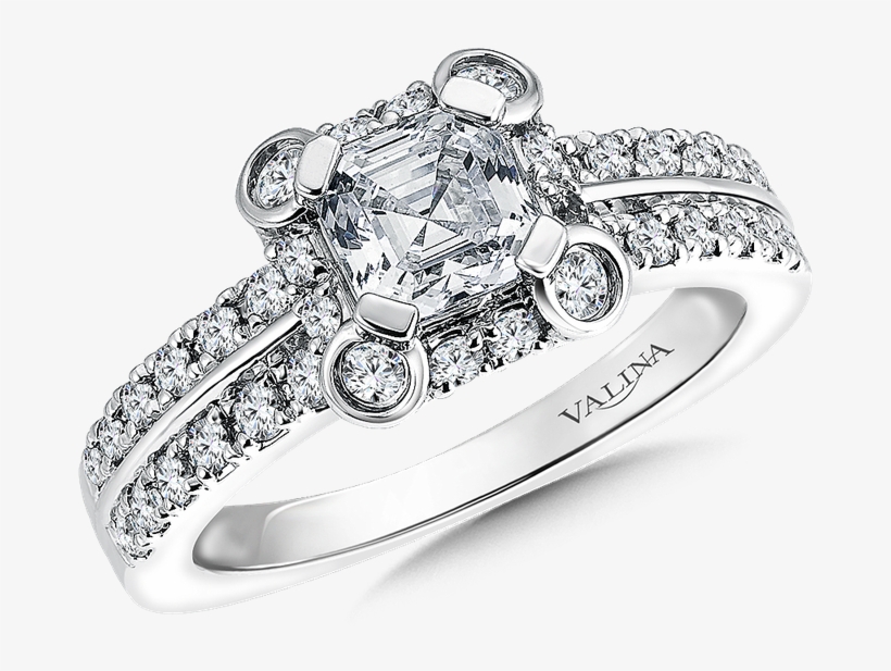 Asscher Cut Valina Geometric Shape Halo - Square Halo With Round Center Stone, transparent png #5661105