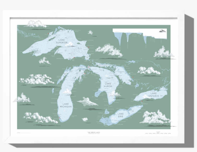 Great Lakes Nautical Map Roo Kee Roo - Michigan Und Die Great Lakes Postkarte, transparent png #5661638