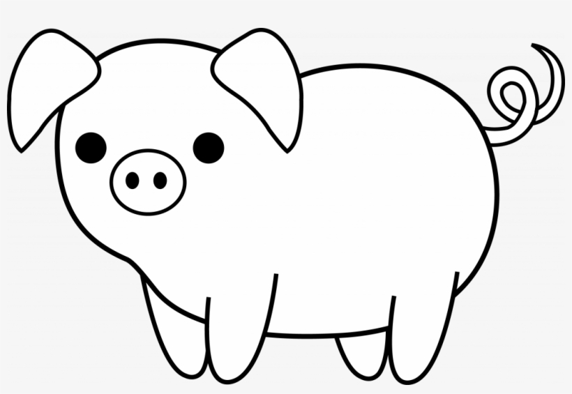 Png Freeuse Download Unique Simple Pig Drawing Cute - Pig Cartoon Black And  White - Free Transparent PNG Download - PNGkey