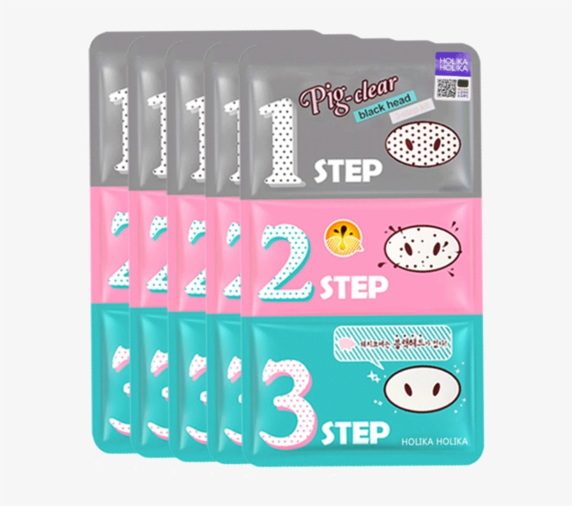 Holika Pig Nose Trilogy Korean Nose Sticker Set Blackhead - Holika Holika Pig Clear Black Head 3-step Kit 7g, transparent png #5664820