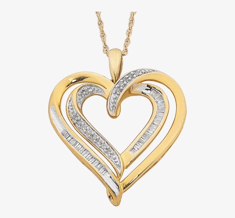 Gold Heart Pendant With Diamond Png, transparent png #5665123