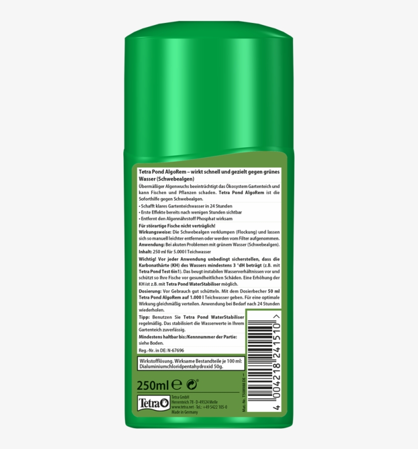 Tetra Algorem 500 Ml - 250ml Tetra Pond Algorem Green Water Treatment, transparent png #5665188