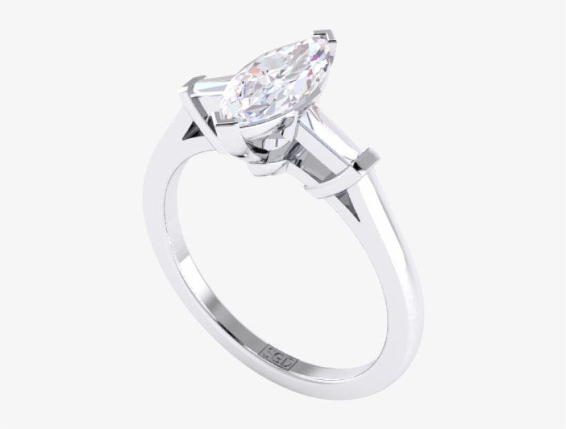 Tapered Baguette Cut Diamond Engagement Ring - Diamond Cut, transparent png #5667229