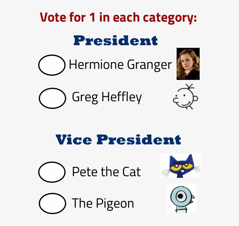 A Mock Ballot For Kids Who Can Choose Between Hermione - Diary Of A Wimpy Kid, transparent png #5669824