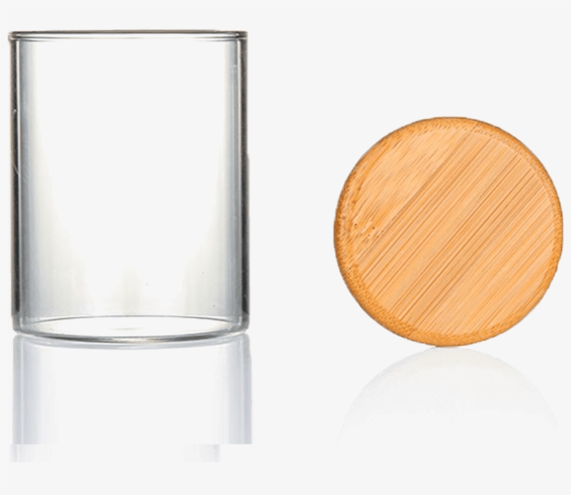 Premium Glass Jar Bamboo Cap - Makeup Mirror, transparent png #5670912