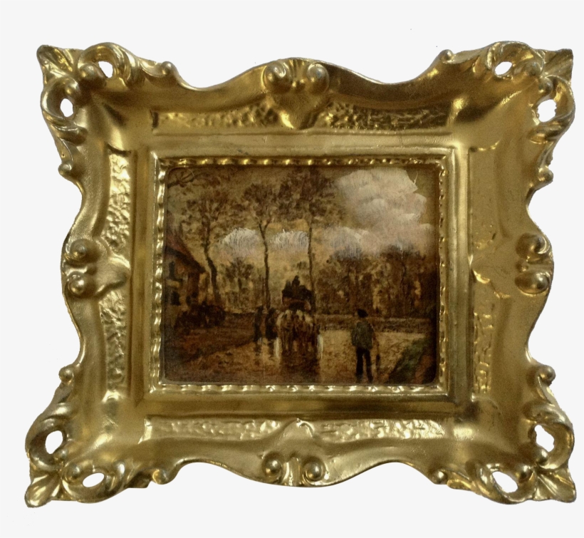 Vintage European Enhanced Hand Painted Print Street, transparent png #5671649