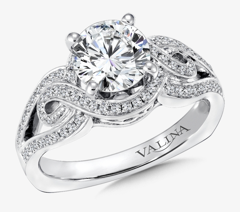 Valina Mounting With Side Stones - Channel Set Round Diamond Engagement Ring - .98 Carat, transparent png #5676004