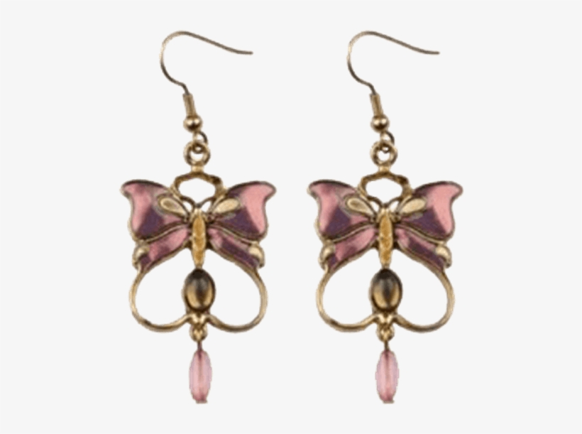 Purple Butterfly Wings Earrings - Art Nouveau Butterfly Earrings, transparent png #5677223