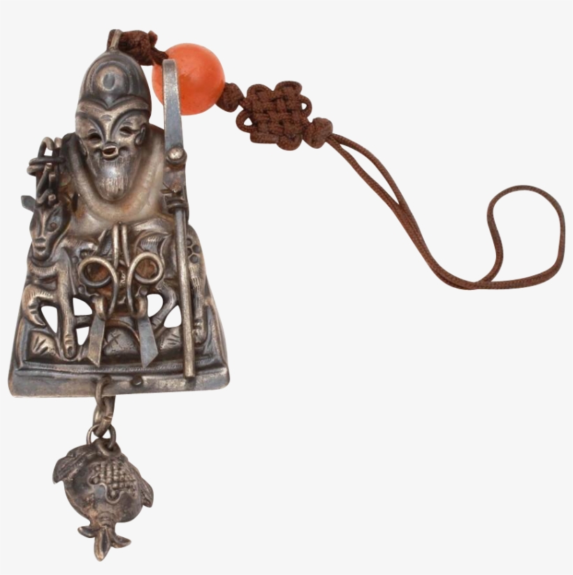 Antique Chinese Hat Ornament Immortal Deity With Shepherds - Bronze Sculpture, transparent png #5677793