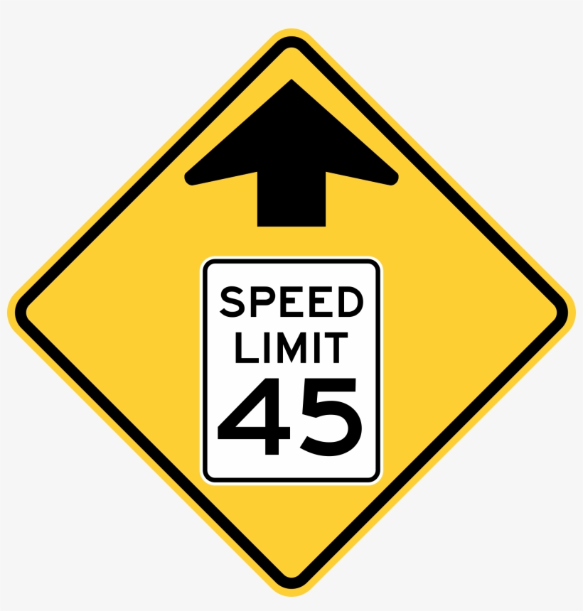 Open - Speed Limit 45 Ahead, transparent png #5681860