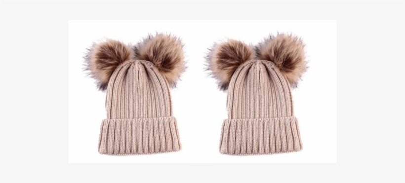 Bobble Winter Hats - Ladies Womens Winter Knitted Beanie Ski Hat Detachable, transparent png #5683492