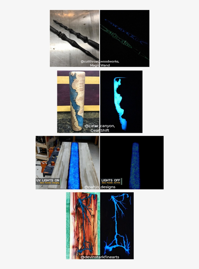Various Items Crafted From Wood And Glow In The Dark - Resin, transparent png #5684012