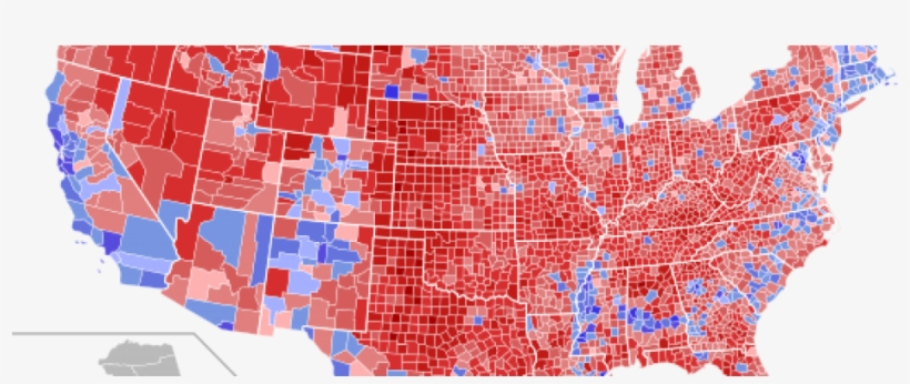 When Reality Is Hard To Accept - 2016 Election County Map, transparent png #5691754