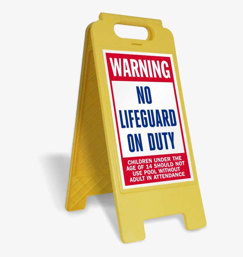 No Lifeguard On Duty Warning Floor Sign - Lifeguard Not On Duty Sign, transparent png #5695412