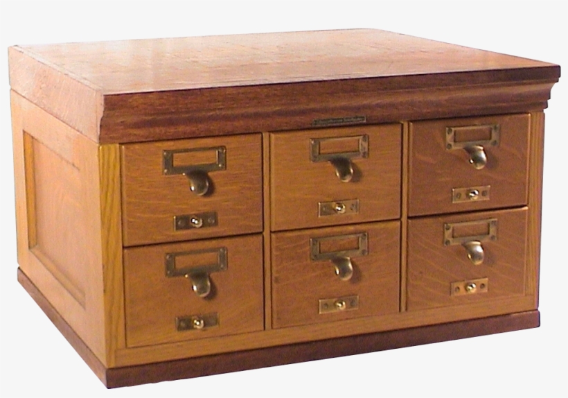 Oak 6 Drawer Card File Cabinet By Library Bureau - Drawer, transparent png #5696337