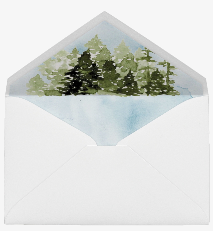 Watercolor Lake Lined Envelope - Wedding Invitation, transparent png #5697312