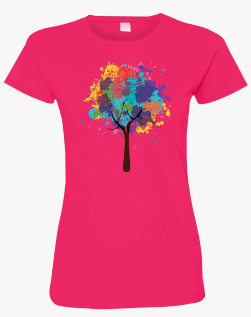 Watercolor Tree Ladies T Shirt - Shirt, transparent png #5697671