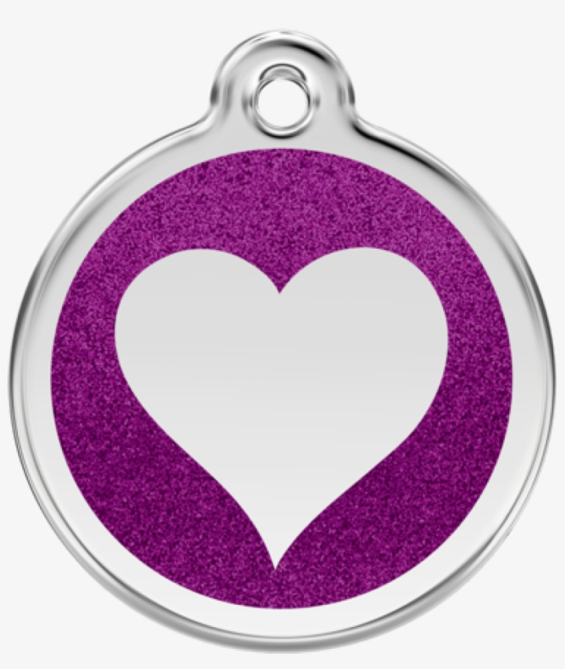 More Views - Red Dingo Glitter Enamel Heart Cat Id Tag - Purple, transparent png #570305