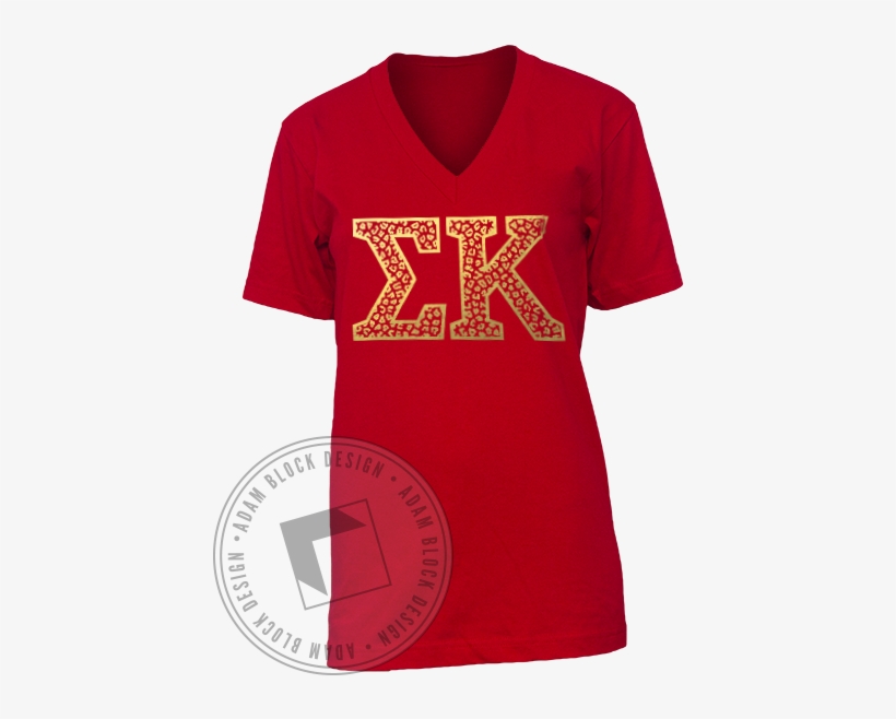 Sigma Kappa Animal Print Letters V-neck - Strawberry Fields Forever Zta, transparent png #570502