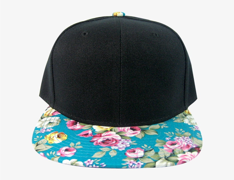 Cyan Rose Floral Snapback - Fashion Blank Floral Snapback Hats - Black Crown |, transparent png #570586