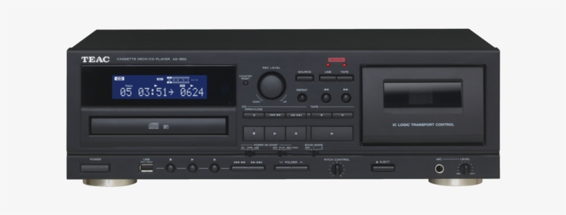 850 B Front R640x320 \ - Teac Ad-850 Cassette And Cd Player, transparent png #571190