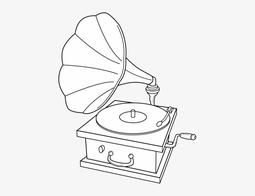 Record Player Clip Art By J - Record Player Line Drawing, transparent png #571332