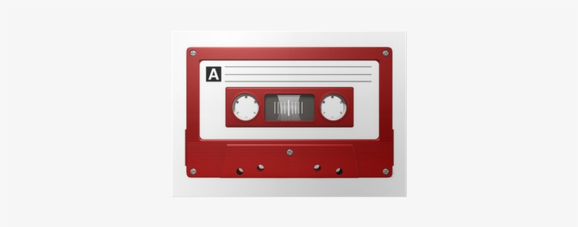 Art Print: Pixels' Red Audio Cassette Tape, 61x41cm., transparent png #571670