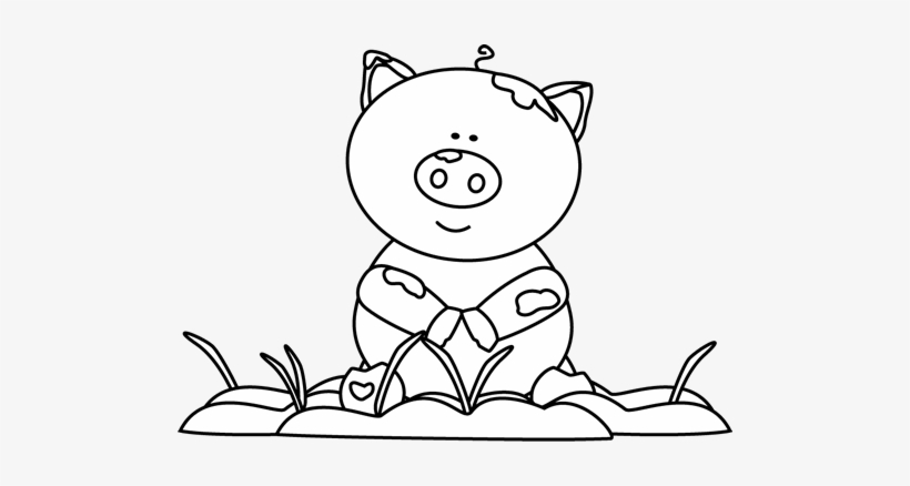 Clipart Free In The Mud Thema Boerderij - Muddy Pig Clipart Black And White, transparent png #573408