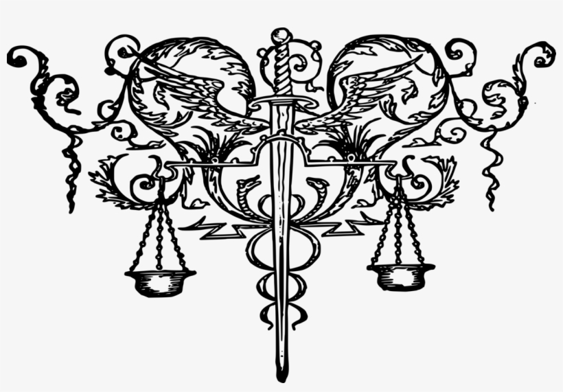 Tattoo Clip Art Sword Of Justice Tattoo Art - Scale Of Justice And Sword, transparent png #573730
