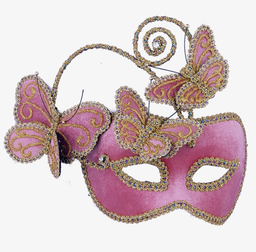 Mask Venetian Hot Pink Butterflies 721773624674 89 - Masquerade Mask Transparent Png, transparent png #574103