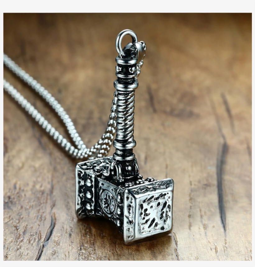 Thor Hammer Pendant Necklace - Mens Solid Viking Thors Hammer Pendant Necklace Stainless, transparent png #574163
