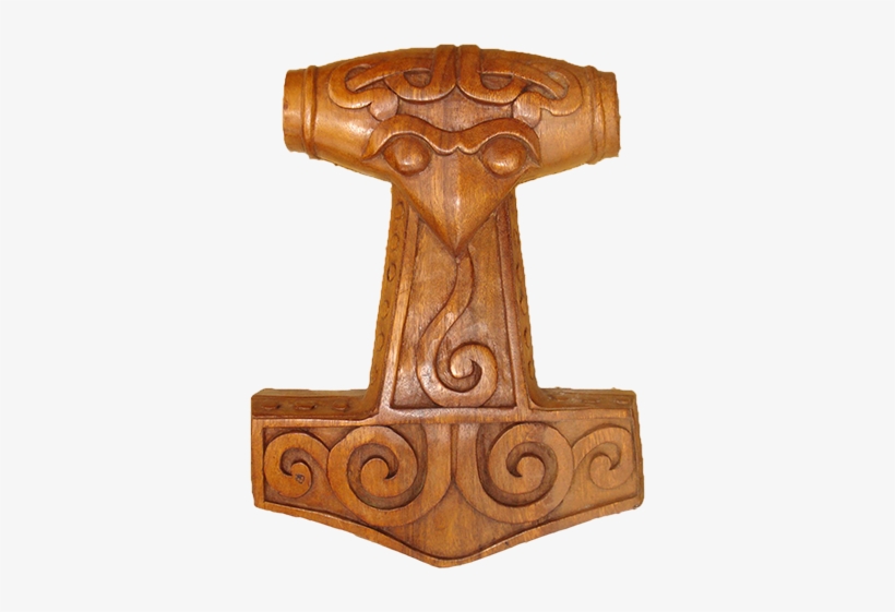 Hand Carved Thor's Hammer From Www - Viking Hammer Wood Carvings, transparent png #574317