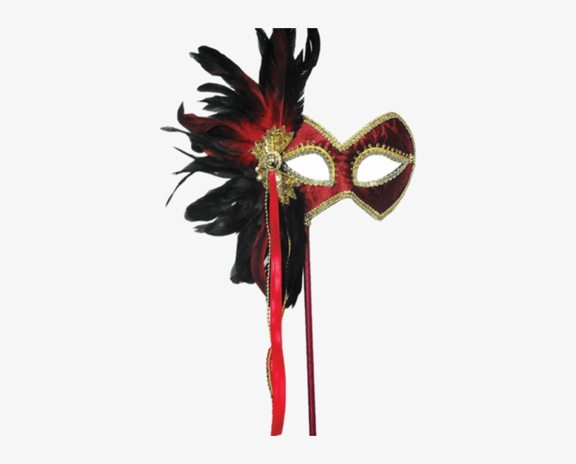 Red And Gold Masquerade Mask With Stick " Name="og - Red Black And Gold Masquerade Mask, transparent png #574845