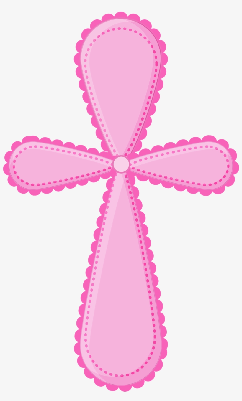 Baptism Christian Cross First Communion Eucharist Clip - Cruz Rosa Primera Comunion, transparent png #574944