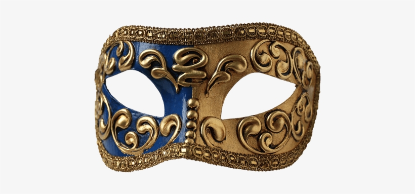 Colombina Blue & Gold Venetian Mask - Mask, transparent png #575815