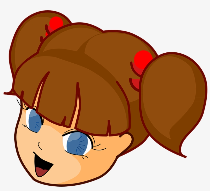 Niña, La Cabeza, Manga, Cabello Castaño, Ojos Azules - Clipart Images Of Hair, transparent png #575937