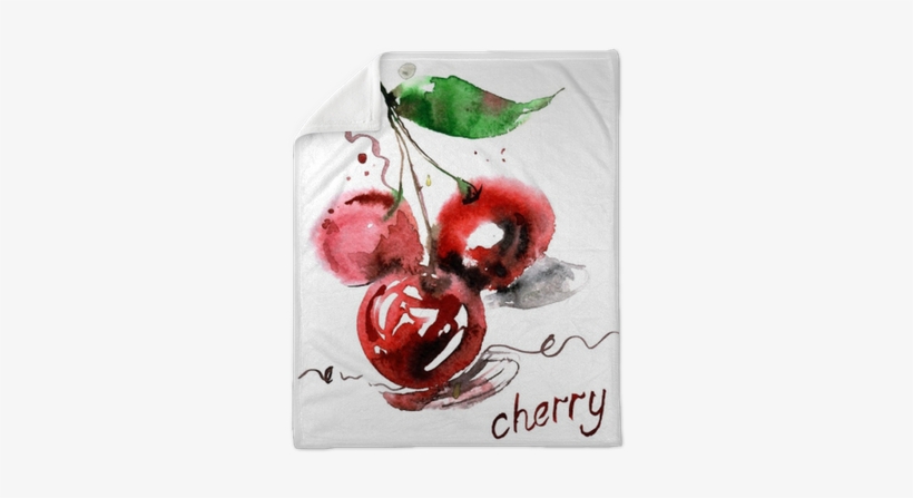 Watercolor Hand Painted Cherry Berries On White Background - Food, transparent png #576270