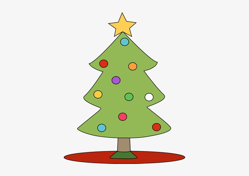 Christmas Tree On Red Tree Skirt - Front Clipart, transparent png #577022