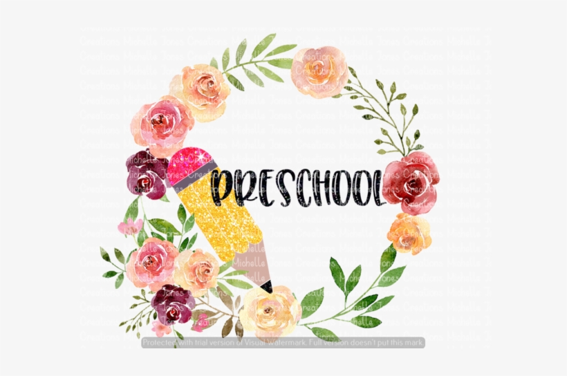School Floral Wreath With Pencil - Floribunda, transparent png #578011