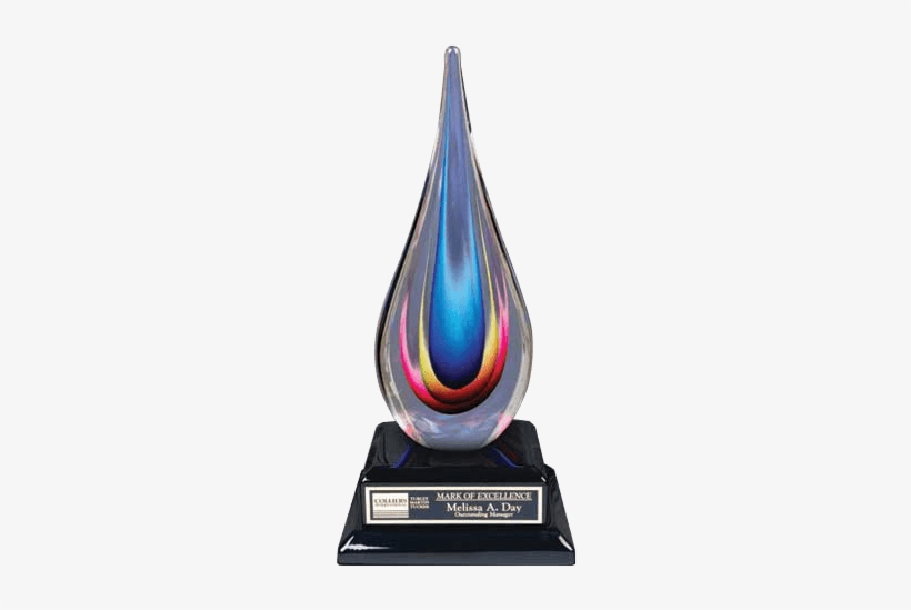 Award - Rainbow Flame Art Glass Award W/ Piano Finish Base, transparent png #578797