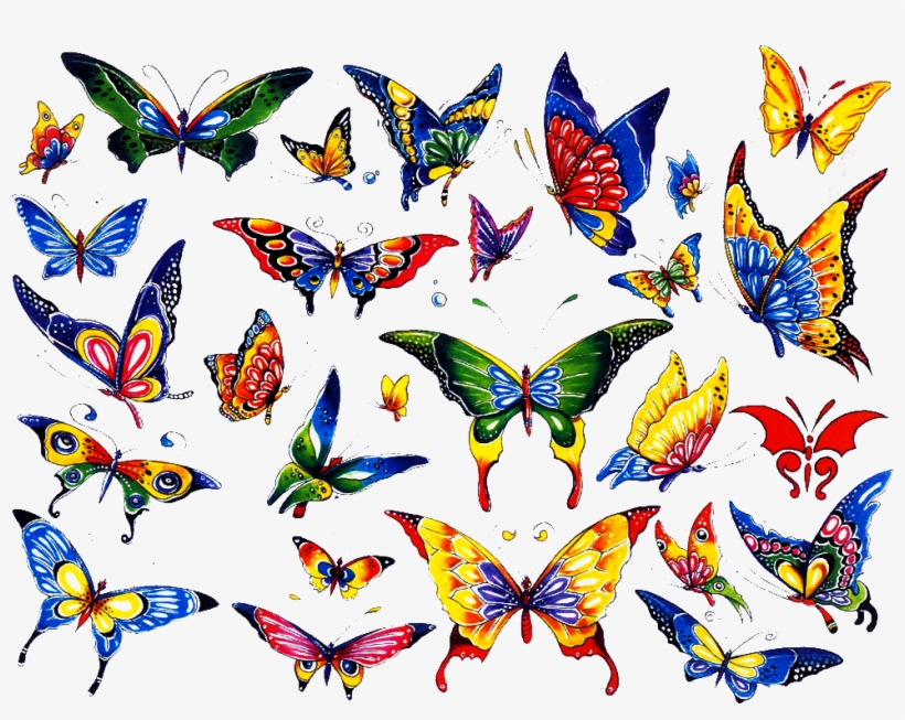 Colorful Butterfly Tattoo Designs - Butterfly Tattoo Coloured, transparent png #579141