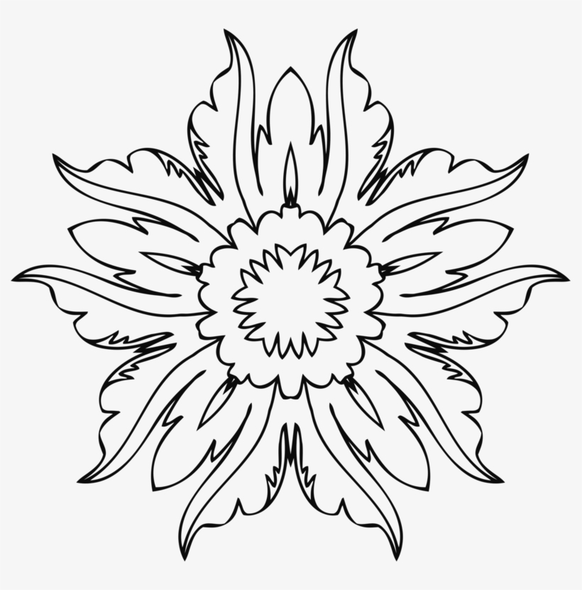 Flower Line Art Wikiclipart - Flower Line Art Png, transparent png #579310