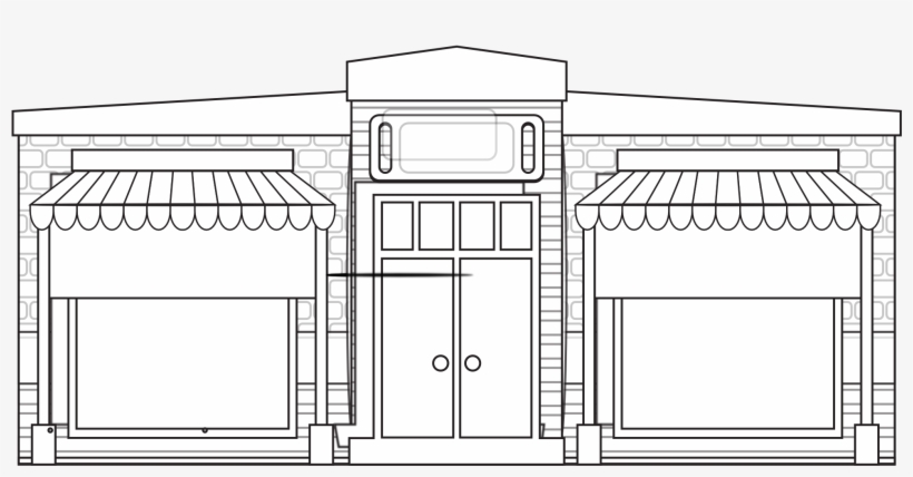 Store Fronts Shop 17 Black White Line Art 1969px 156 - Drawing, transparent png #579868