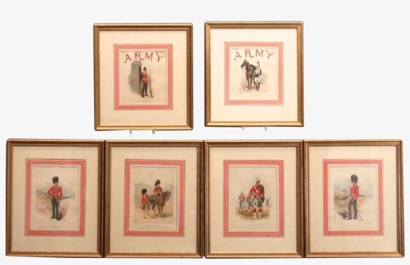 Set Of Six Nicely Matted British Military Lithographs, transparent png #5700288
