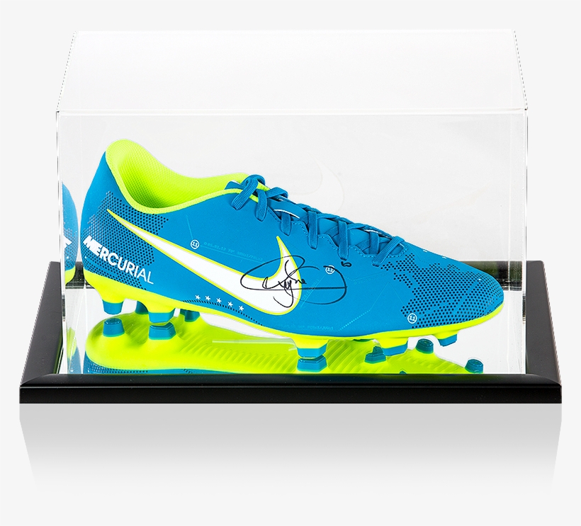 Neymar Jr Signed Blue Nike Mercurial Njr Boot In Acrylic - Neymar Jr Football Boots, transparent png #5701131
