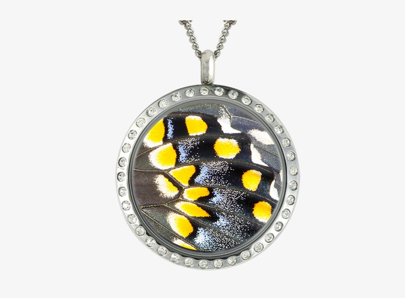 Butterfly Wing Blue & Yellow In Locket - Sister Necklace | Floating Locket Personalized For, transparent png #5702585