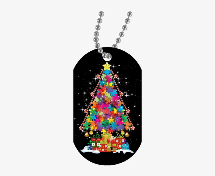 Autism Awareness Puzzle Christmas Tree Necklace - Autism Awareness Mugs Christmas Tree, transparent png #5703111