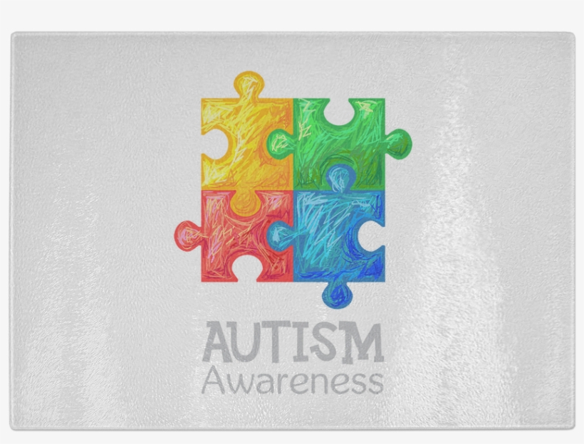 Autism Awareness Puzzle Tempered Glass Cutting Board - Floor, transparent png #5703221
