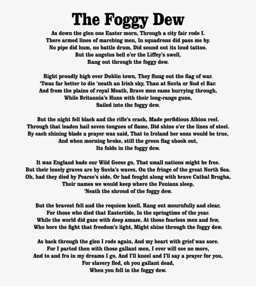 The Foggy Dew Lyrics T-shirt - Document, transparent png #5705262